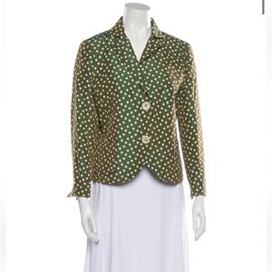 Akris Punto x Bergdorf Goodman Green Polka Dot Blazer Jacket Sz 10